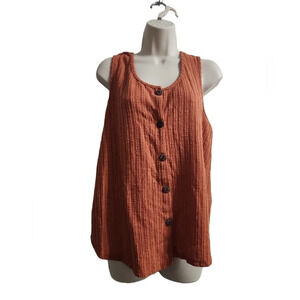 W5 Knit Orange Button Down Tank Size S